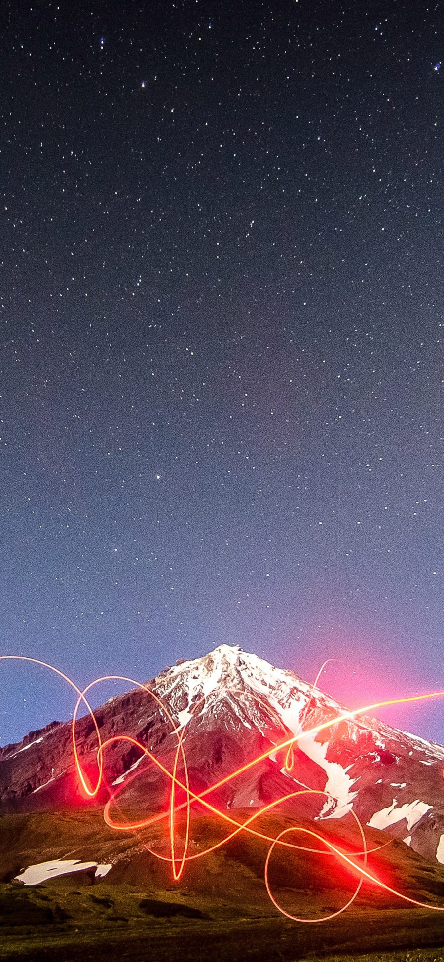 [2436×1125]自然 星空夜景 山峰 特效 苹果手机壁纸图片