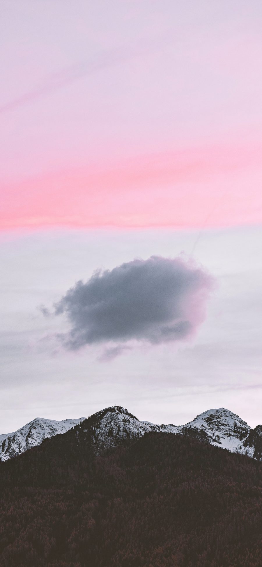 [2436×1125]自然 美景 天空 粉色 山峰 苹果手机壁纸图片
