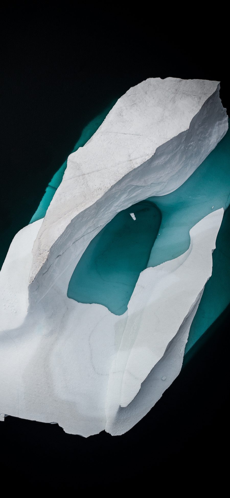 [2436×1125]航拍 冰川 冰块 海水 蓝色 寒冷 苹果手机壁纸图片