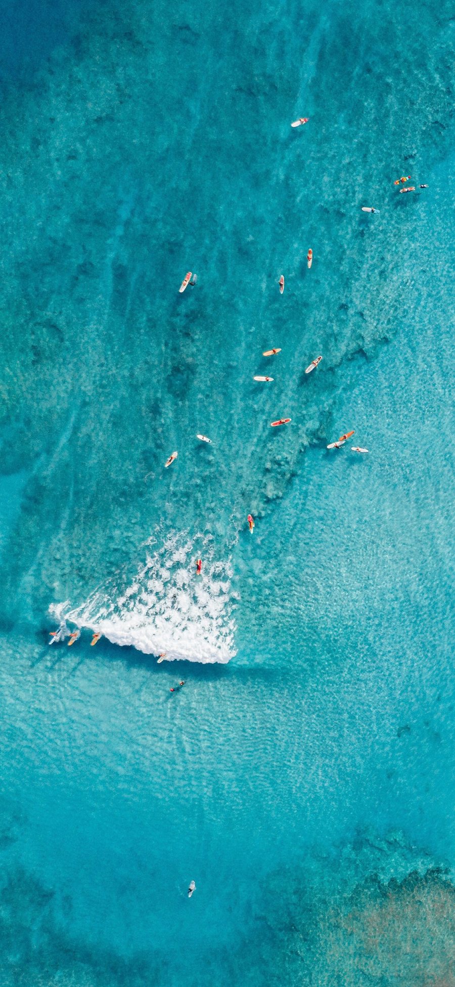 [2436×1125]航拍 大海 海水 湛蓝 海景 苹果手机壁纸图片