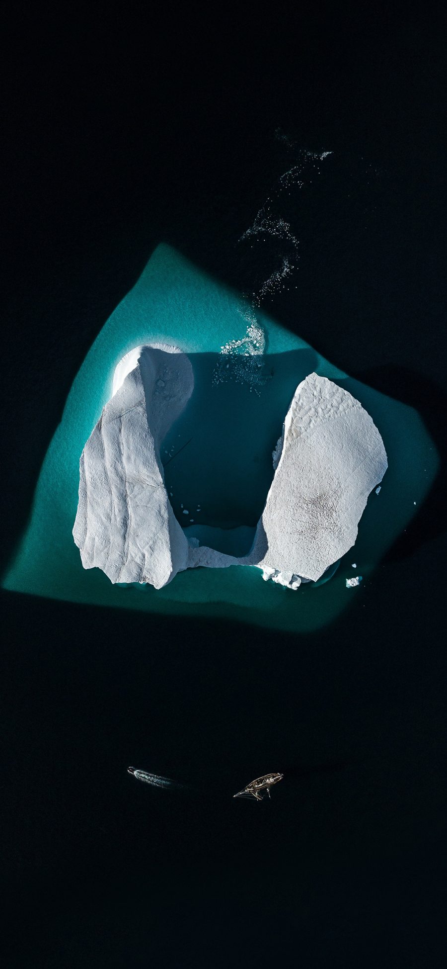 [2436×1125]航拍 海洋 冰川 船只 苹果手机壁纸图片