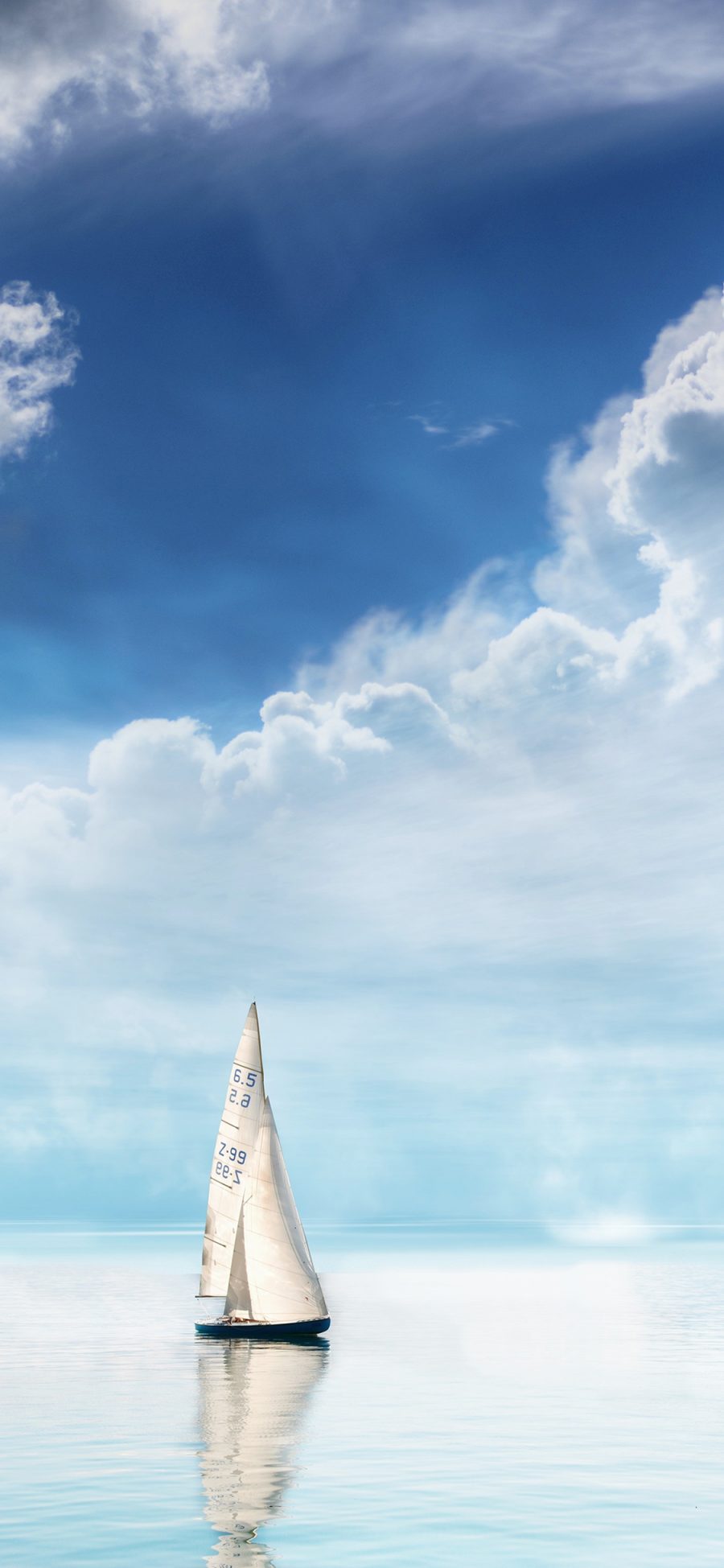 [2436×1125]船 大海 帆 蓝色 天空 苹果手机壁纸图片