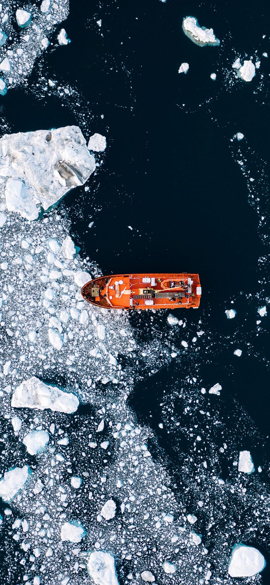 [2436×1125]船 海洋 冰块 行驶 苹果手机壁纸图片
