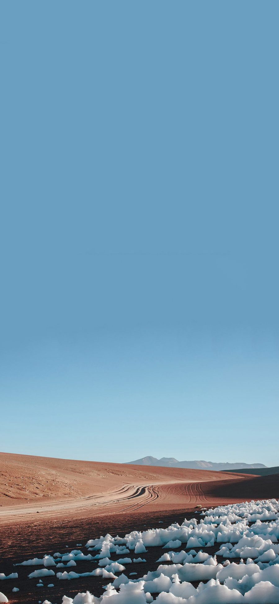 [2436×1125]荒漠 路 平原 冰块 积雪 苹果手机壁纸图片