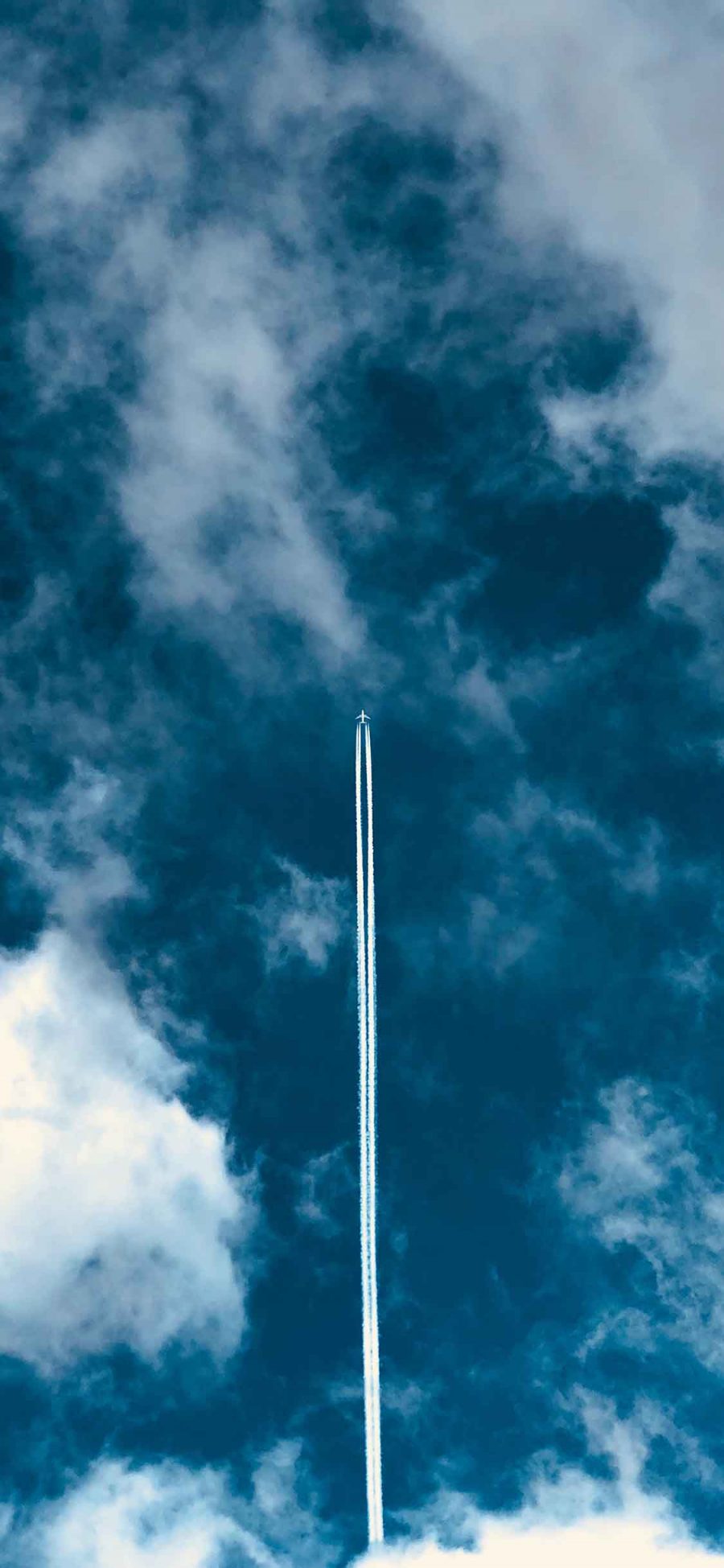 [2436×1125]蓝天白云 飞机 飞行 苹果手机壁纸图片