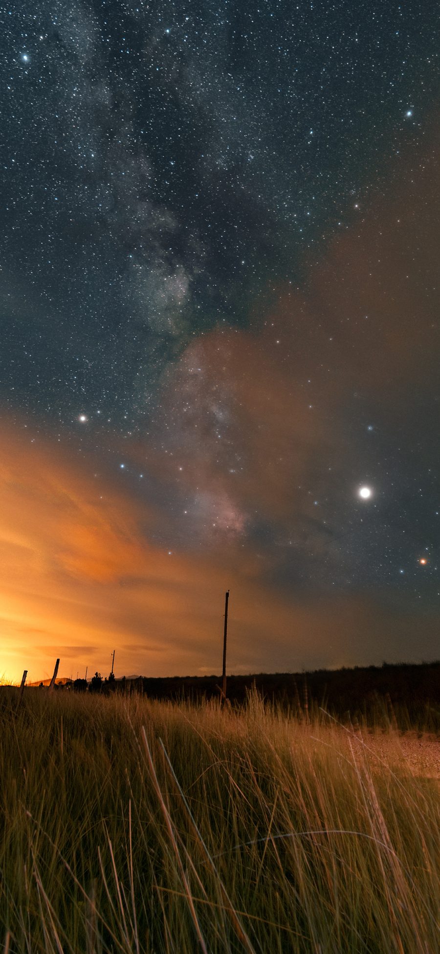 [2436×1125]郊外 草丛 星空 唯美 苹果手机壁纸图片