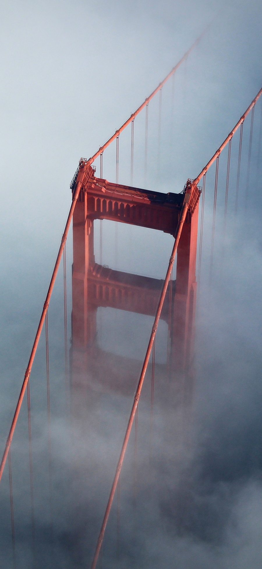 [2436×1125]金门大桥 云雾 朦胧 苹果手机壁纸图片