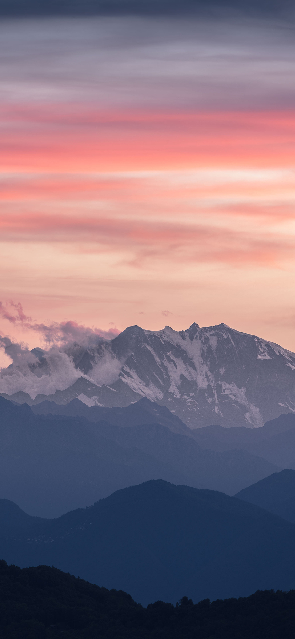 [2436×1125]雪山 山川 大自然 渐变 云雾 苹果手机壁纸图片