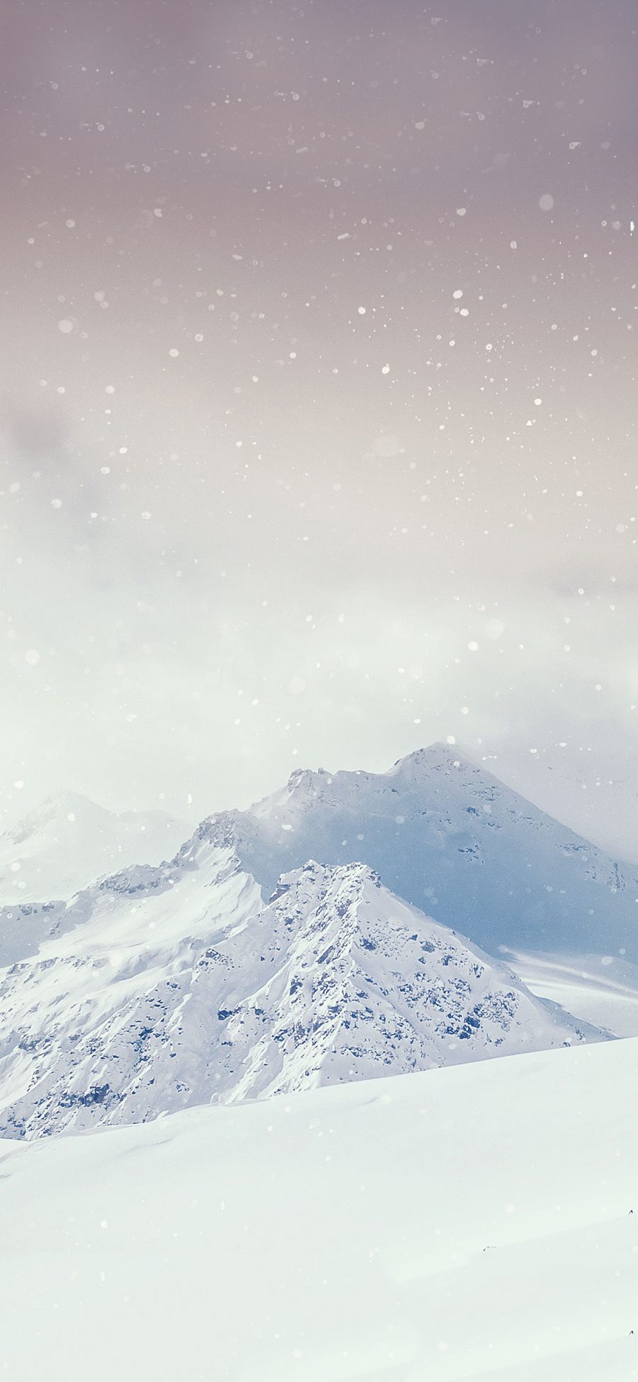 [2436×1125]雪山 白色 天空 梦幻 冬季 苹果手机壁纸图片