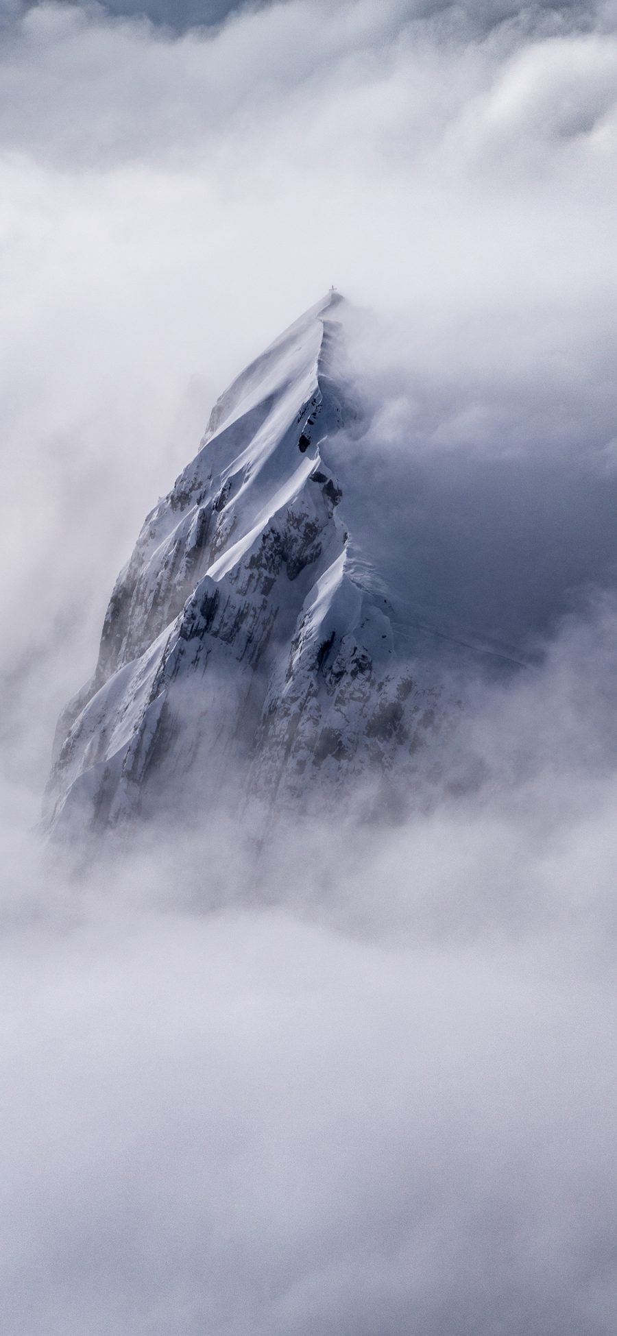 [2436×1125]雪峰 景色 高空 云雾 苹果手机壁纸图片