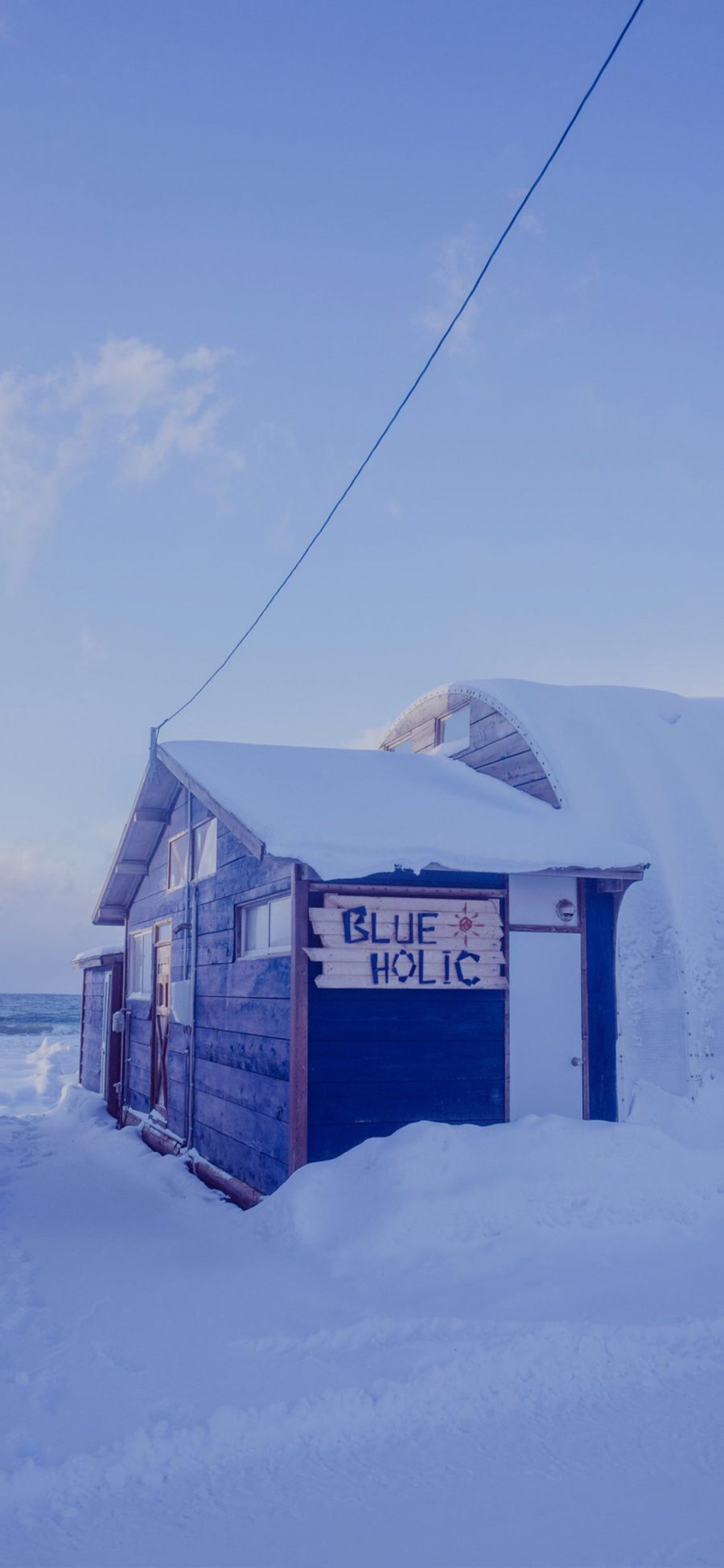 [2436×1125]雪景 冬季 雪地 房屋 苹果手机壁纸图片