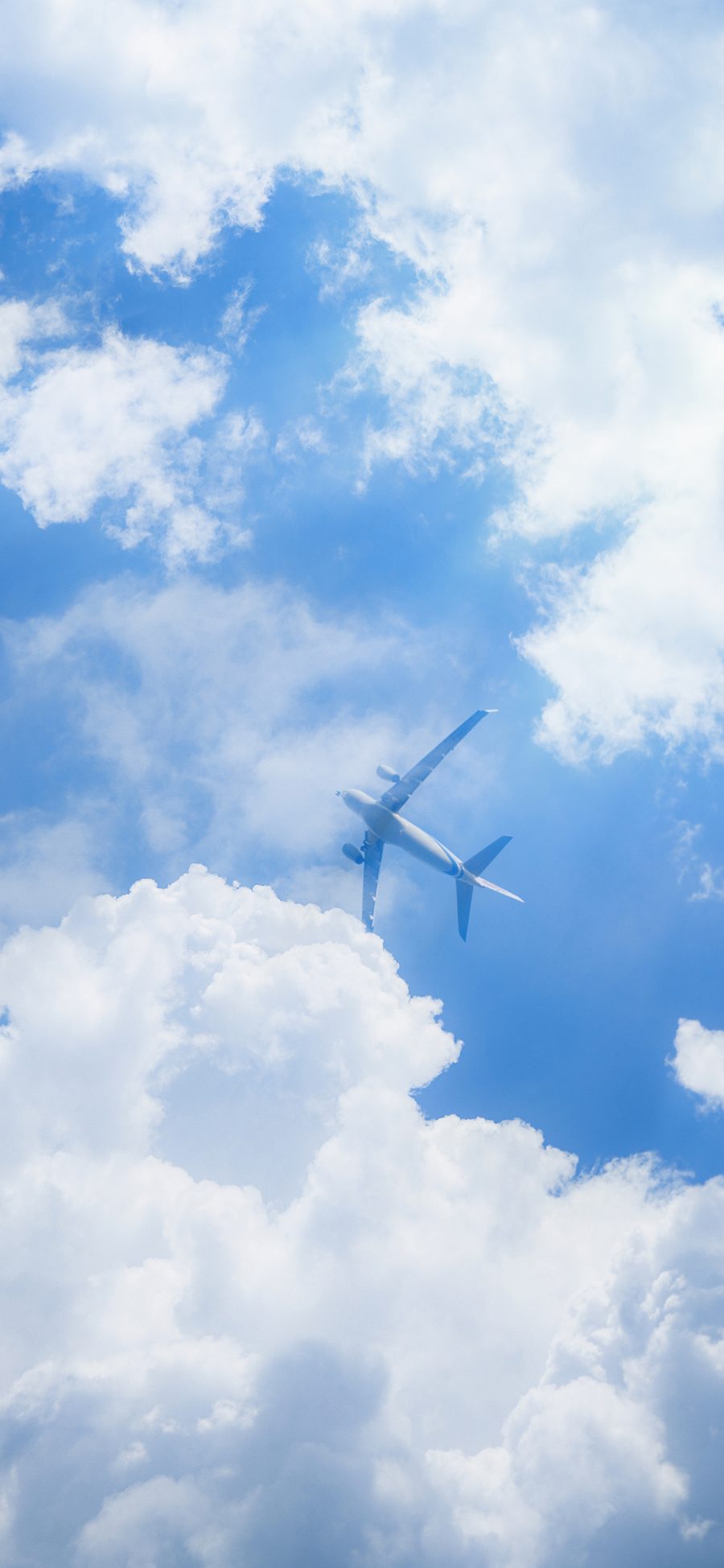 [2436×1125]飞机 天空 蔚蓝 白云 苹果手机壁纸图片