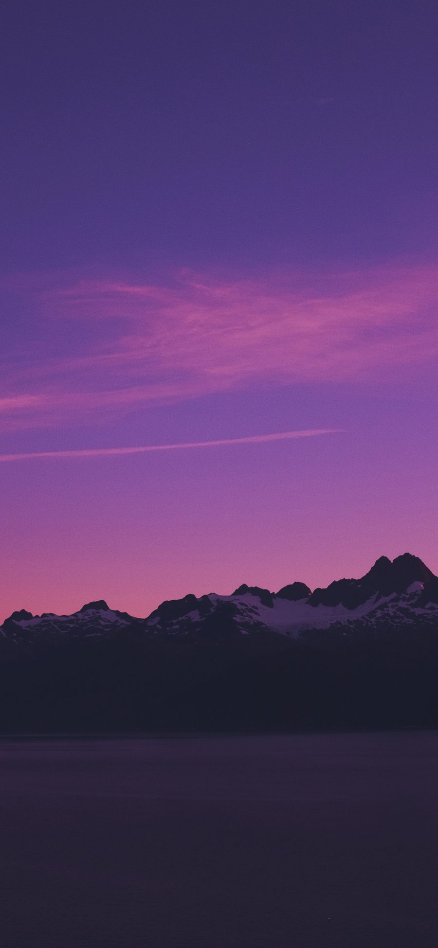 [2436×1125]高山 天空 景色 紫 夕阳 苹果手机壁纸图片