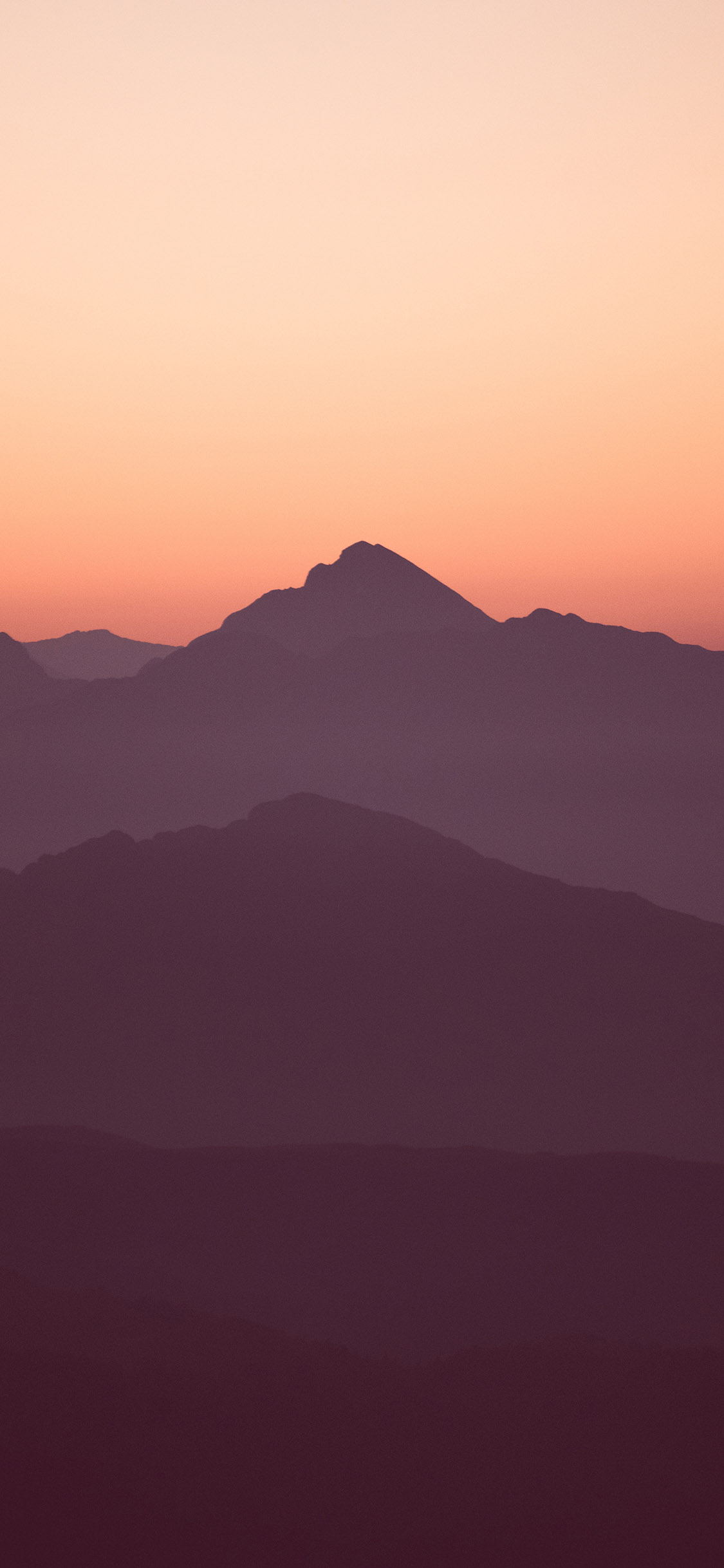 [2436×1125]高山 天空 渐变 色彩 暖色 苹果手机壁纸图片