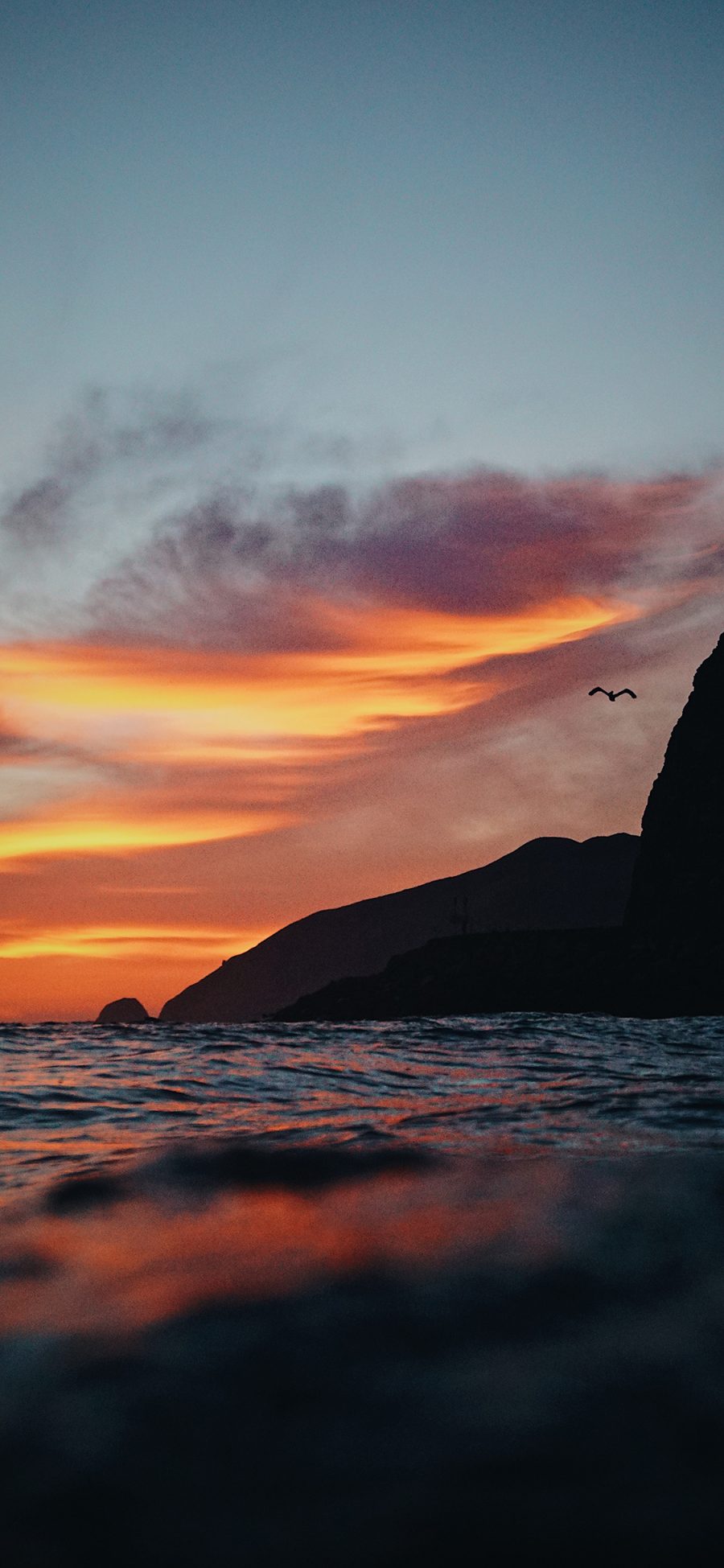 [2436×1125]黄昏 夕阳 海岸 景色 苹果手机壁纸图片