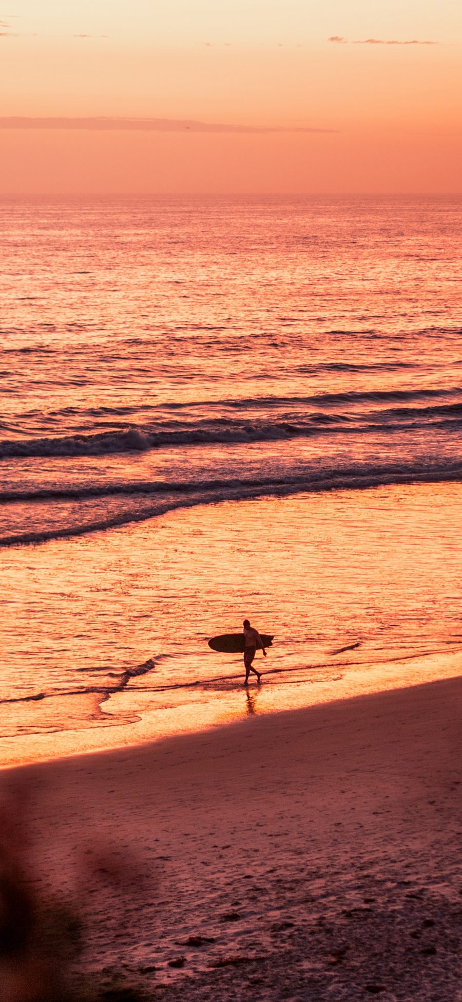 [2436×1125]黄昏 沙滩 海岸 冲浪 运动 苹果手机壁纸图片