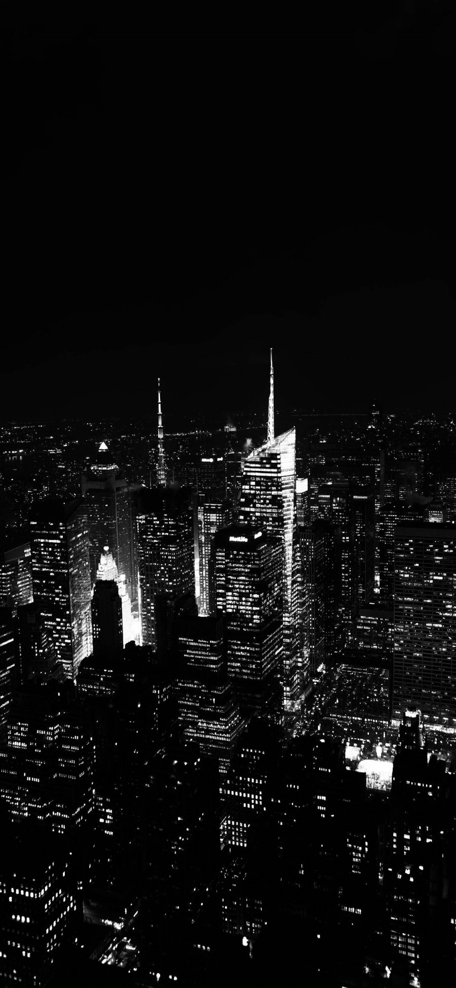 [2436×1125]黑白 夜景 城市 夜晚 灯光 苹果手机壁纸图片