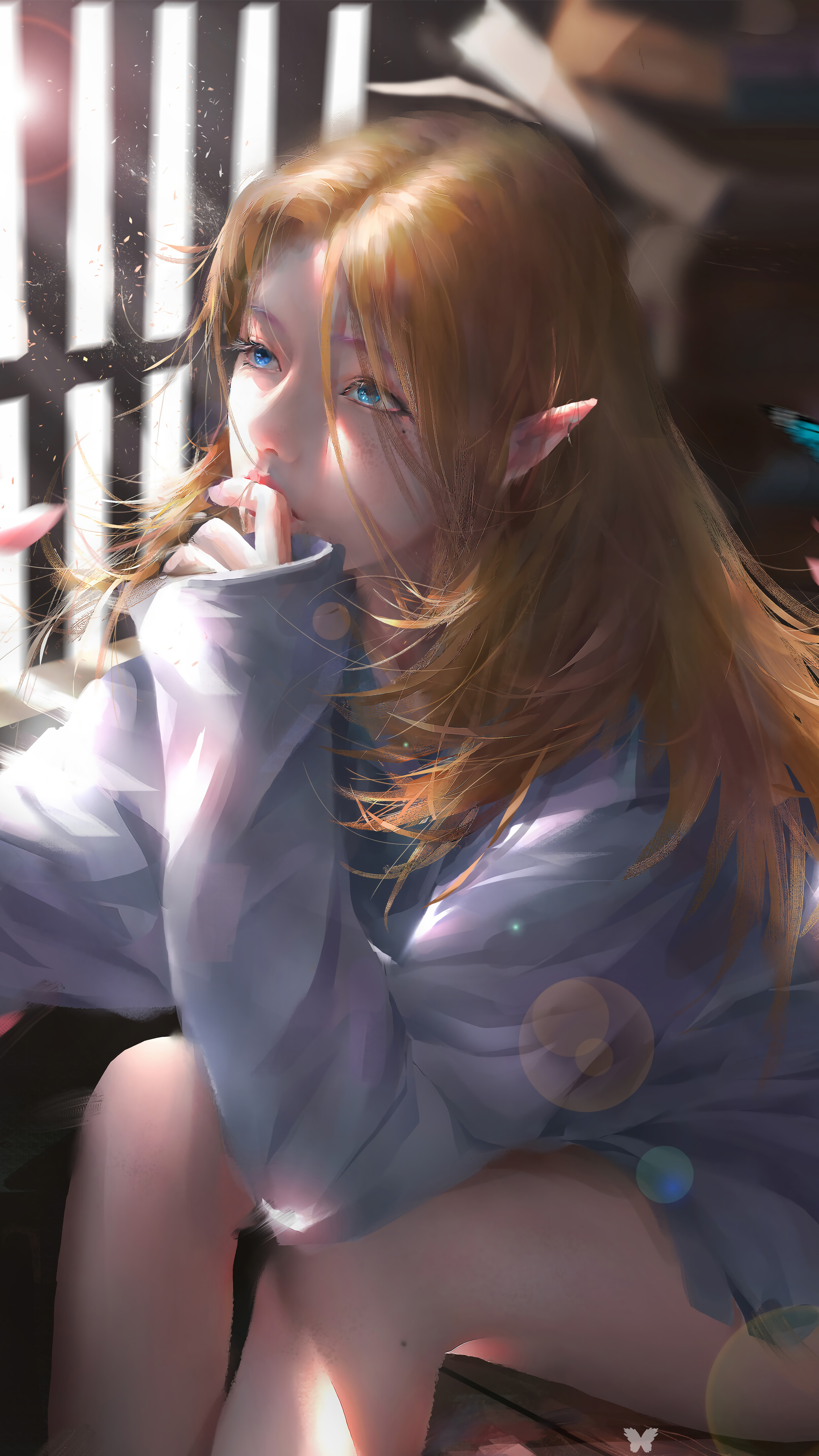 阳光透过窗户 女孩 唯美好看4k手机壁纸2160×3840