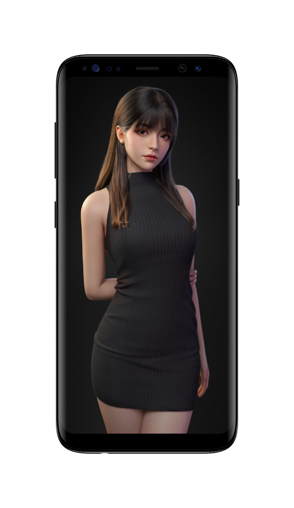 黑色毛衣裙高挑美女4k手机壁纸