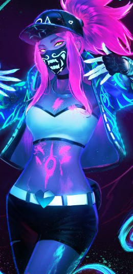 KDA女团 Akali Neon HiRes 4k手机壁纸2160x3840