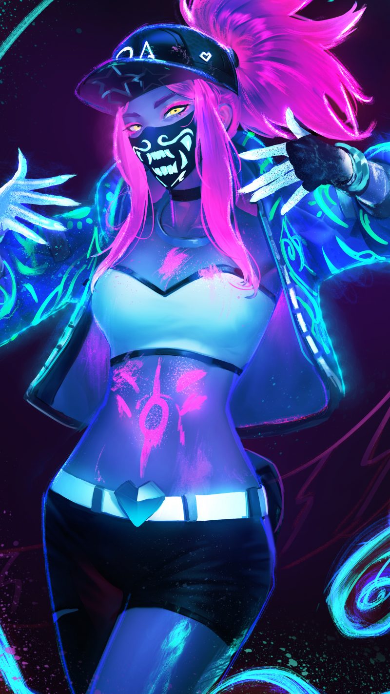 KDA女团 Akali Neon HiRes 4k手机壁纸2160×3840