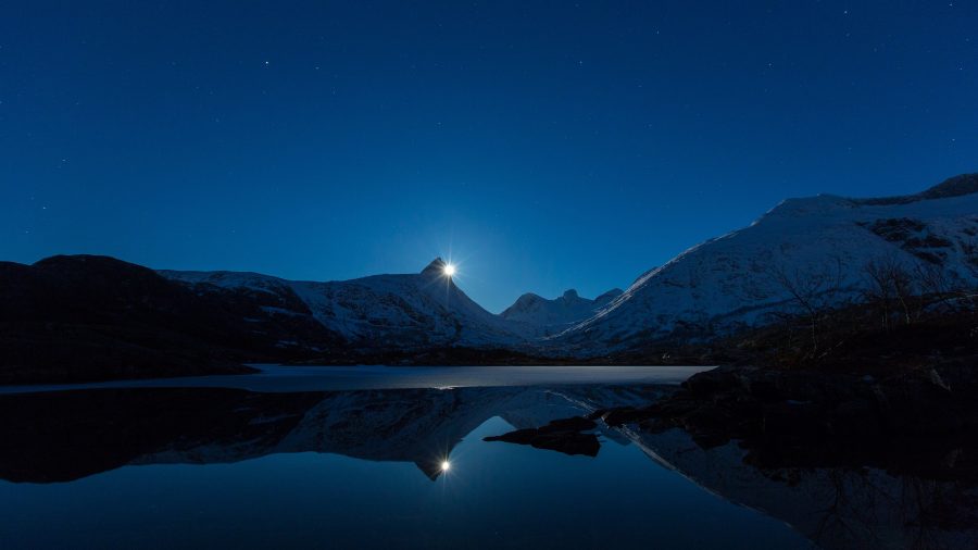 [4K 3840×2160]夜景 湖水 雪山 4K风景电脑壁纸