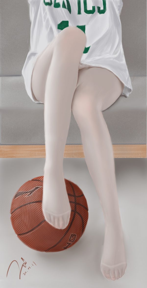 厚涂少女 美腿 白裤袜 篮球 4k手机壁纸竖屏