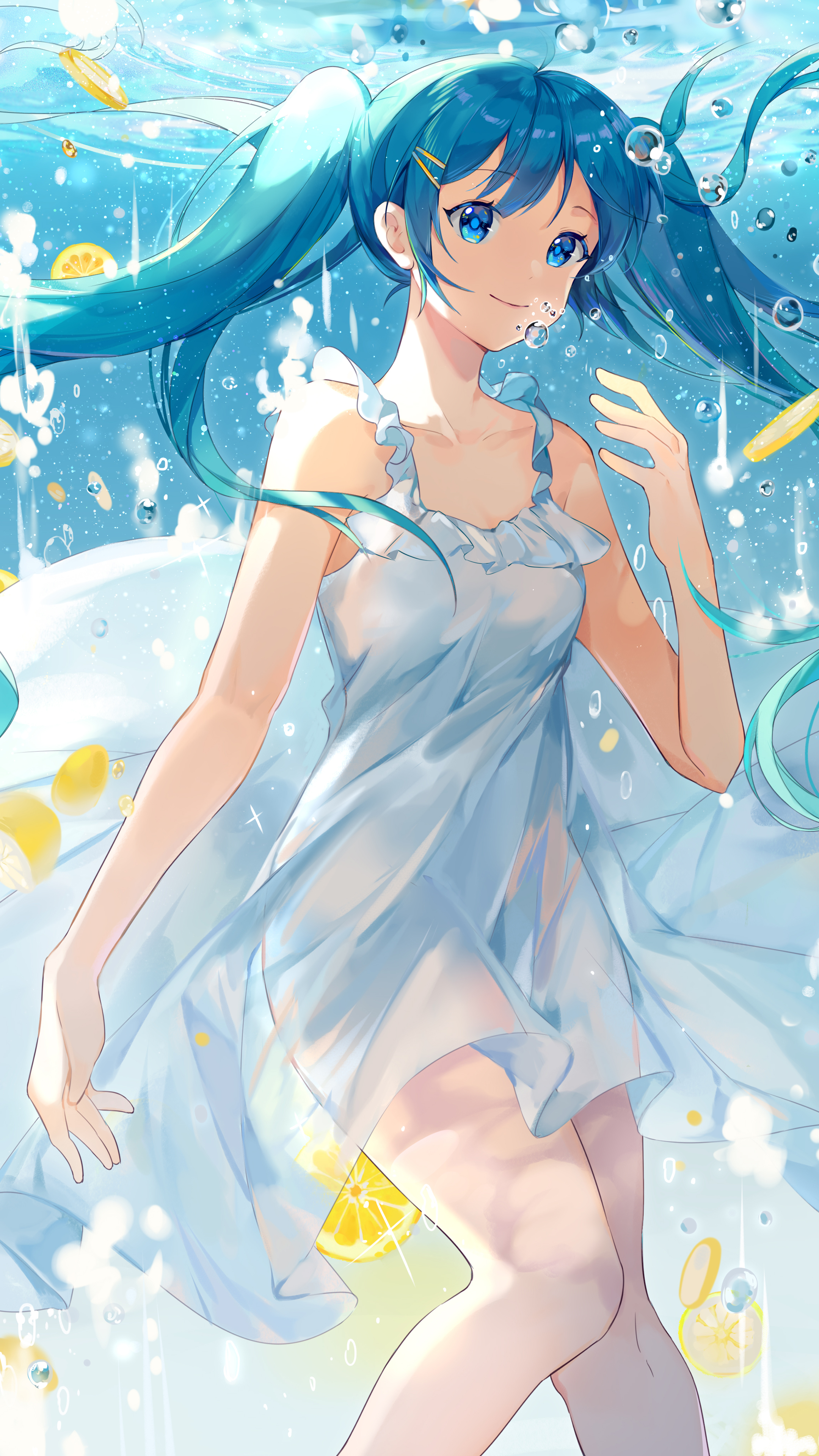 水下初音未来4k动漫手机壁纸竖屏2160×3840